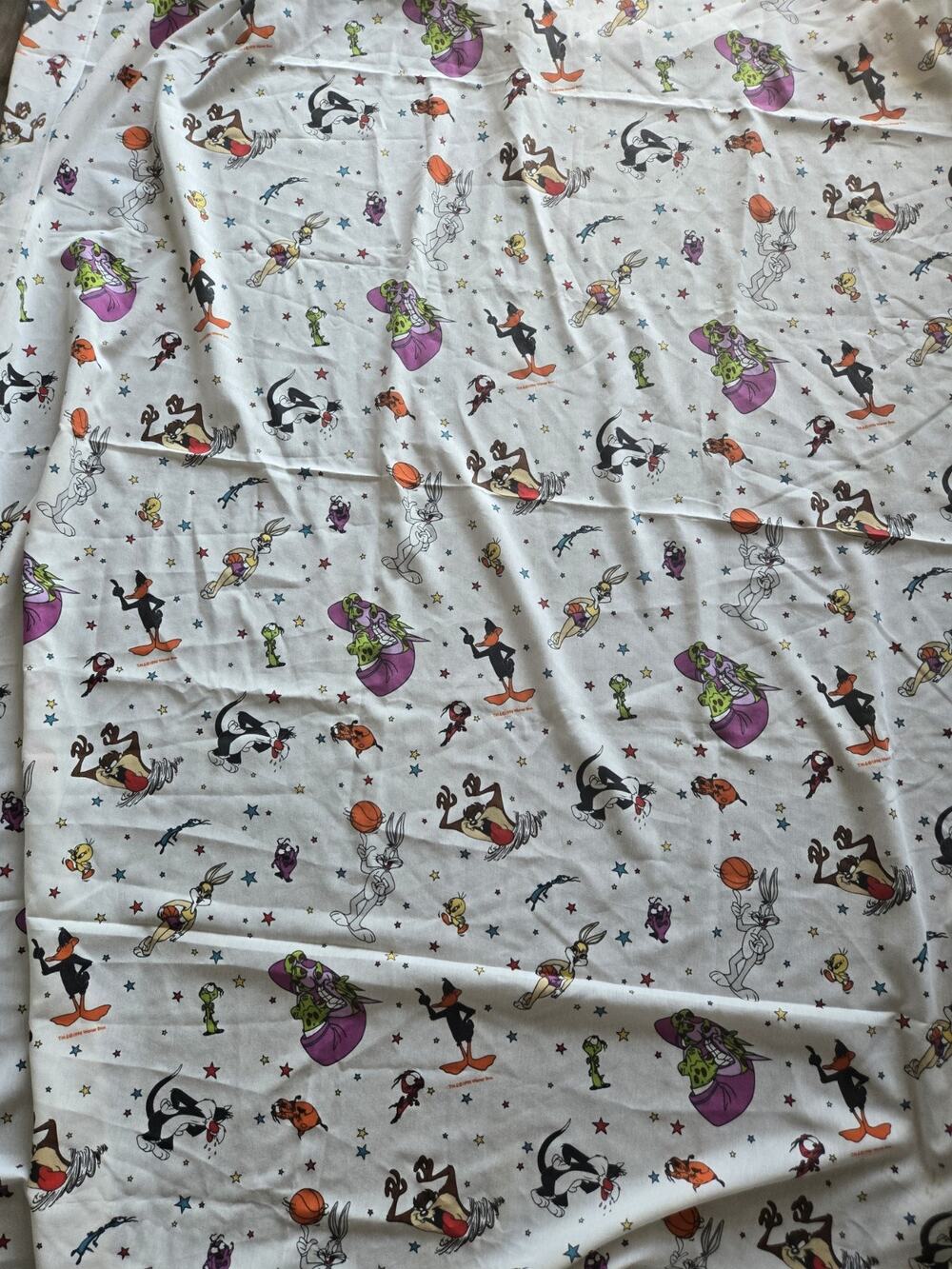 Vintage 1996 Space Jam Looney Tunes Twin Flat Sheet Bugs Bunny Taz Warner Bros